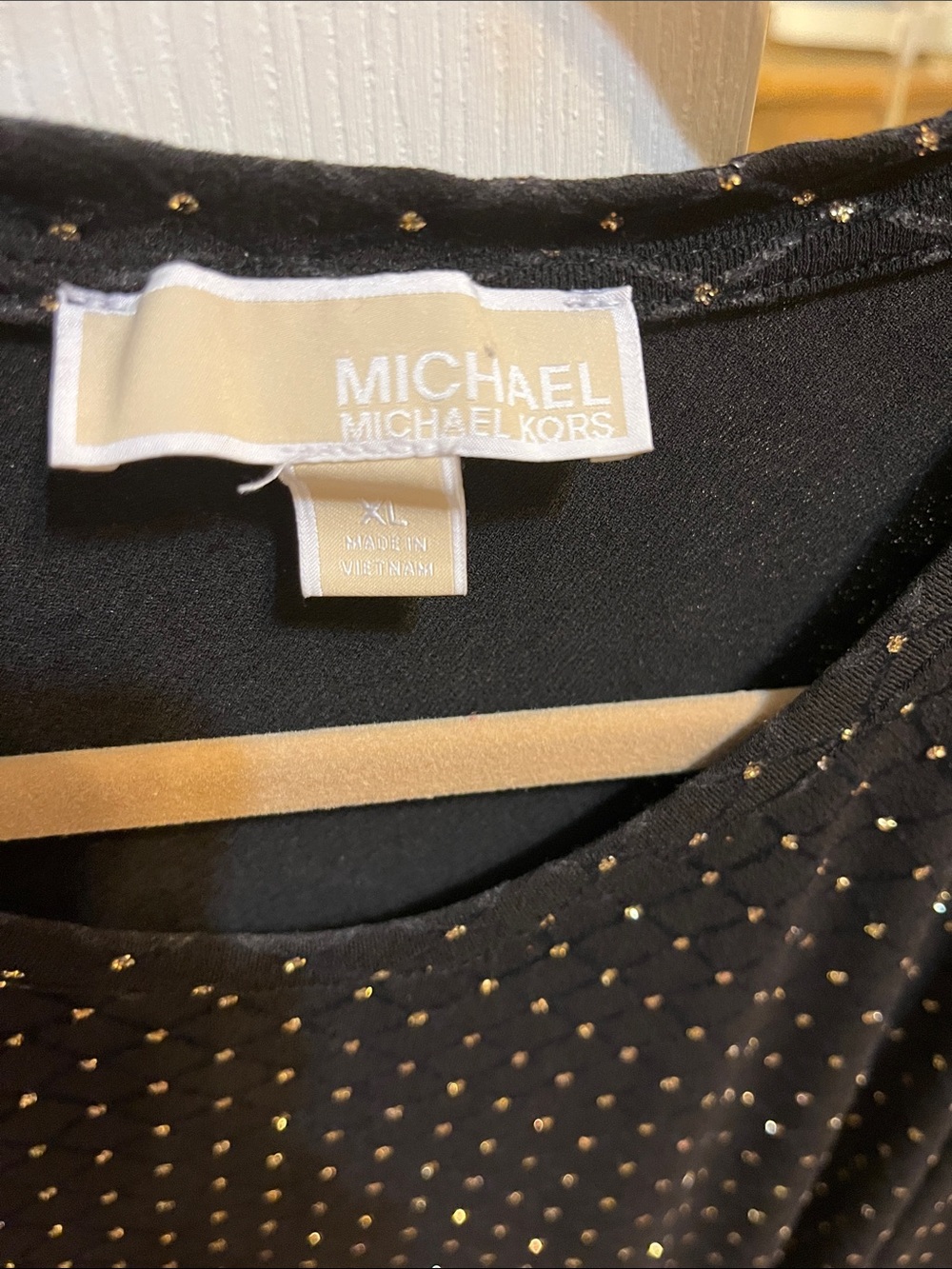 Michael Kors Black Long Sleeve Top with Metallic Dot Print - Picture 4 of 4
